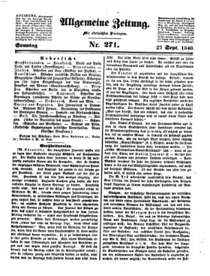 Allgemeine Zeitung Sonntag 27. September 1840