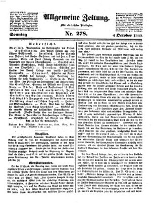 Allgemeine Zeitung Sonntag 4. Oktober 1840