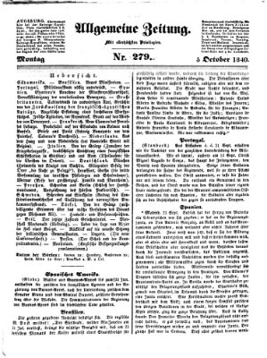 Allgemeine Zeitung Montag 5. Oktober 1840