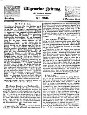 Allgemeine Zeitung Dienstag 6. Oktober 1840