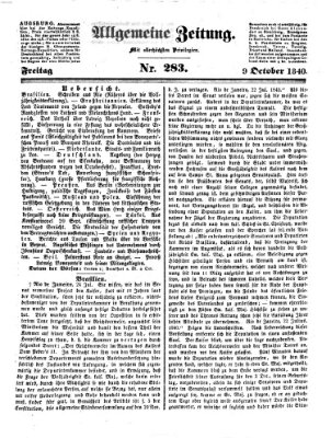 Allgemeine Zeitung Freitag 9. Oktober 1840