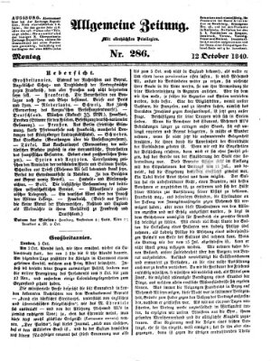 Allgemeine Zeitung Montag 12. Oktober 1840