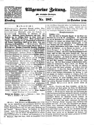 Allgemeine Zeitung Dienstag 13. Oktober 1840