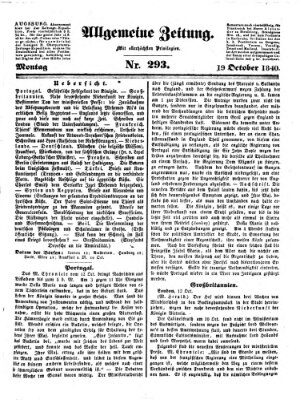 Allgemeine Zeitung Montag 19. Oktober 1840