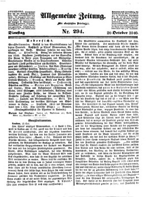 Allgemeine Zeitung Dienstag 20. Oktober 1840