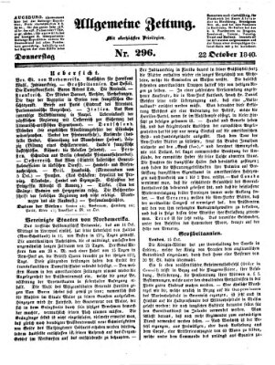 Allgemeine Zeitung Donnerstag 22. Oktober 1840