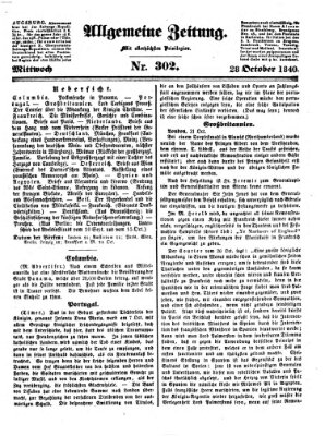 Allgemeine Zeitung Mittwoch 28. Oktober 1840