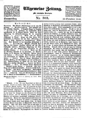 Allgemeine Zeitung Donnerstag 29. Oktober 1840