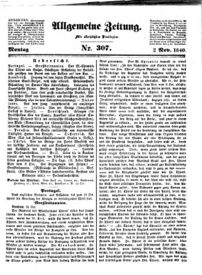 Allgemeine Zeitung Montag 2. November 1840