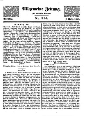 Allgemeine Zeitung Montag 9. November 1840