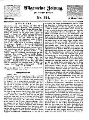 Allgemeine Zeitung Montag 16. November 1840