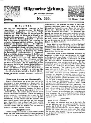 Allgemeine Zeitung Freitag 20. November 1840