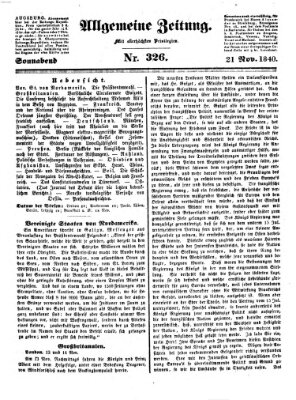 Allgemeine Zeitung Samstag 21. November 1840