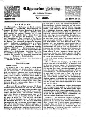 Allgemeine Zeitung Mittwoch 25. November 1840