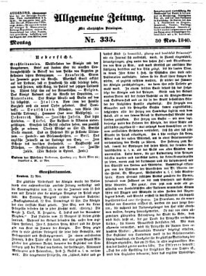 Allgemeine Zeitung Montag 30. November 1840