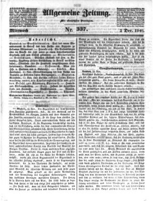 Allgemeine Zeitung Mittwoch 2. Dezember 1840