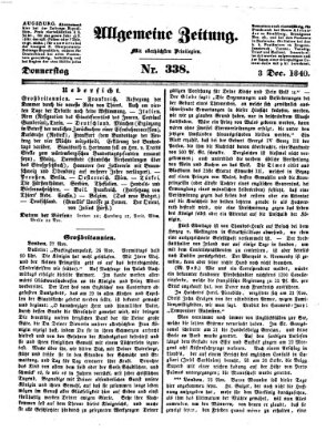 Allgemeine Zeitung Donnerstag 3. Dezember 1840