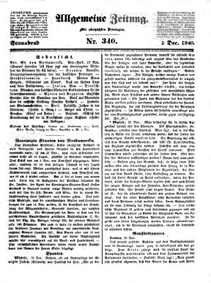 Allgemeine Zeitung Samstag 5. Dezember 1840