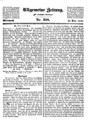 Allgemeine Zeitung Mittwoch 23. Dezember 1840