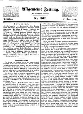 Allgemeine Zeitung Sonntag 27. Dezember 1840