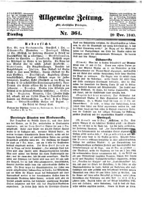 Allgemeine Zeitung Dienstag 29. Dezember 1840