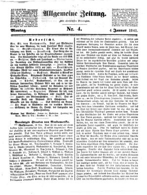 Allgemeine Zeitung Montag 4. Januar 1841