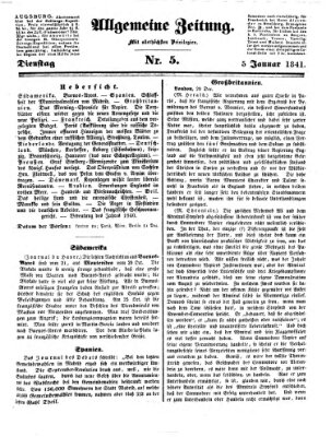 Allgemeine Zeitung Dienstag 5. Januar 1841