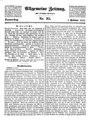 Allgemeine Zeitung Donnerstag 4. Februar 1841