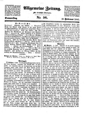 Allgemeine Zeitung Donnerstag 25. Februar 1841