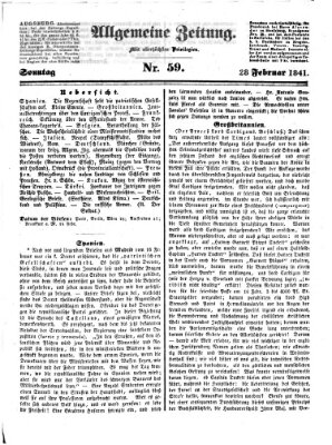 Allgemeine Zeitung Sonntag 28. Februar 1841