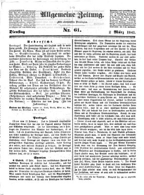 Allgemeine Zeitung Dienstag 2. März 1841