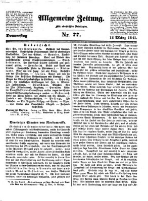 Allgemeine Zeitung Donnerstag 18. März 1841