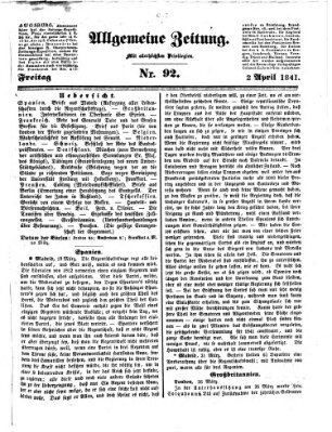 Allgemeine Zeitung Freitag 2. April 1841