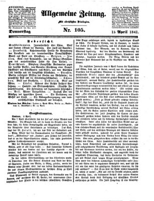 Allgemeine Zeitung Donnerstag 15. April 1841