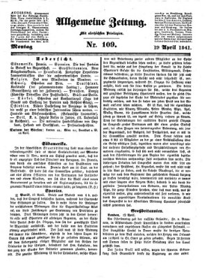 Allgemeine Zeitung Monday 19. April 1841