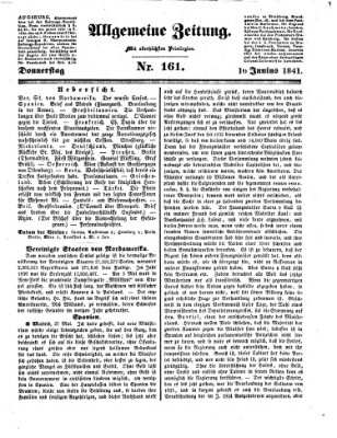 Allgemeine Zeitung Donnerstag 10. Juni 1841