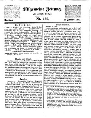 Allgemeine Zeitung Freitag 18. Juni 1841