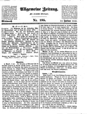 Allgemeine Zeitung Mittwoch 14. Juli 1841