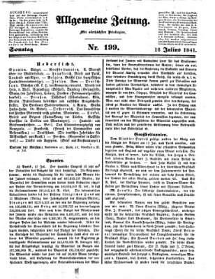 Allgemeine Zeitung Sonntag 18. Juli 1841