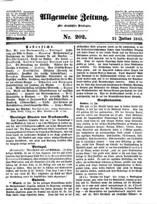 Allgemeine Zeitung Mittwoch 21. Juli 1841