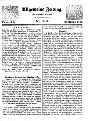 Allgemeine Zeitung Donnerstag 22. Juli 1841