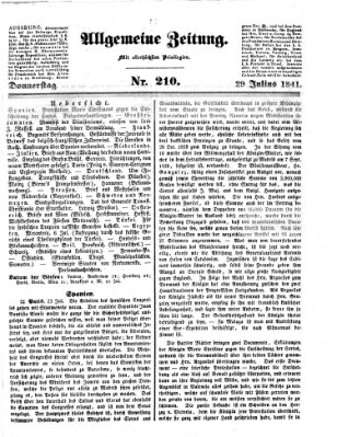 Allgemeine Zeitung Donnerstag 29. Juli 1841