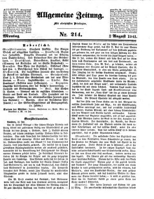 Allgemeine Zeitung Montag 2. August 1841