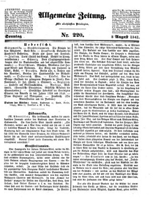 Allgemeine Zeitung Sonntag 8. August 1841