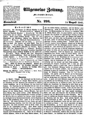 Allgemeine Zeitung Samstag 14. August 1841