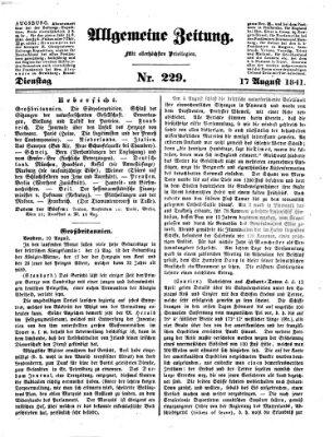 Allgemeine Zeitung Dienstag 17. August 1841