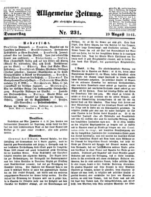 Allgemeine Zeitung Donnerstag 19. August 1841