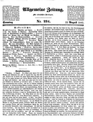 Allgemeine Zeitung Sonntag 22. August 1841