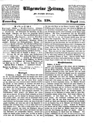 Allgemeine Zeitung Donnerstag 26. August 1841