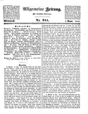 Allgemeine Zeitung Mittwoch 1. September 1841